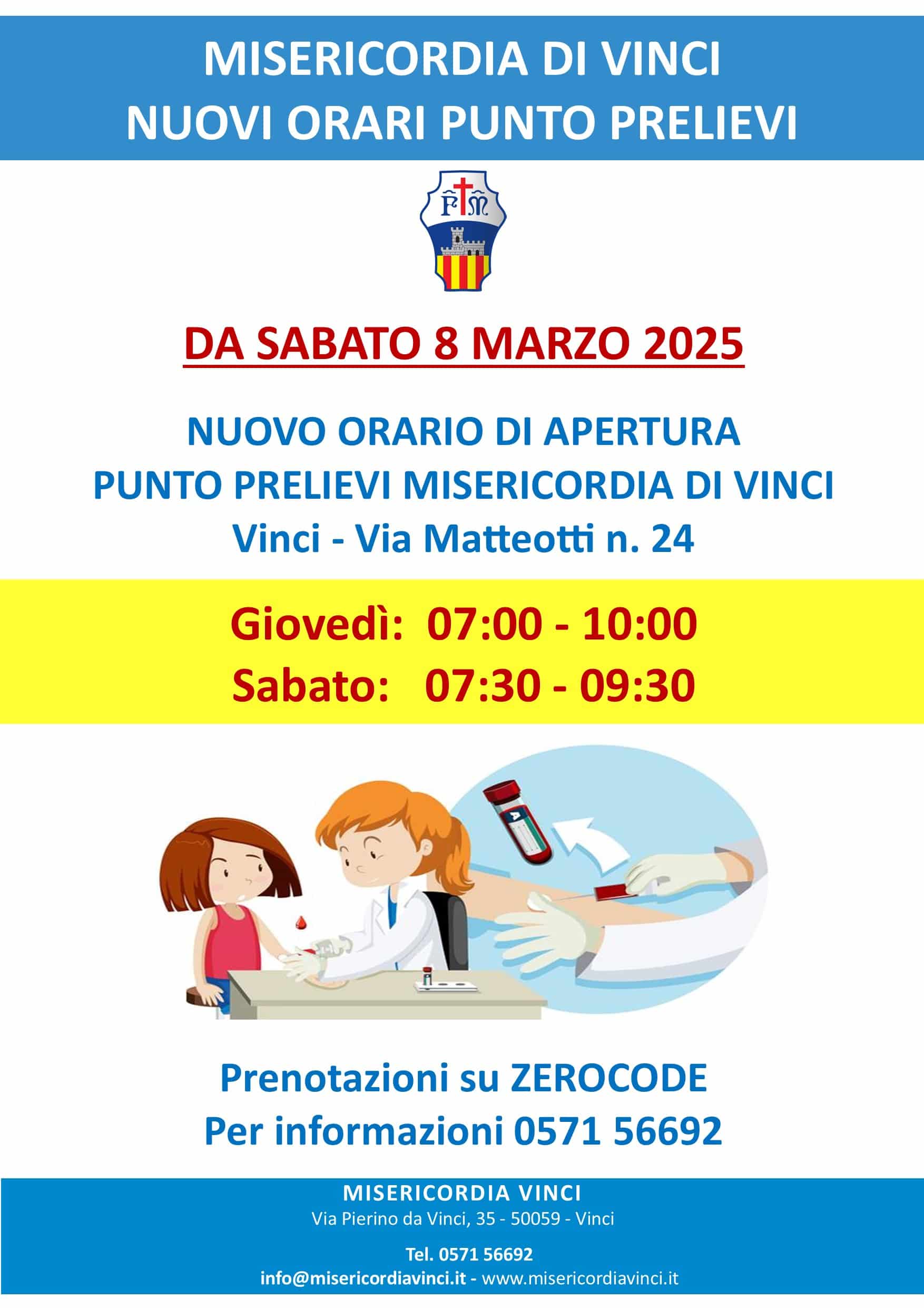 Nuova apertura bisettimanale punto prelievi